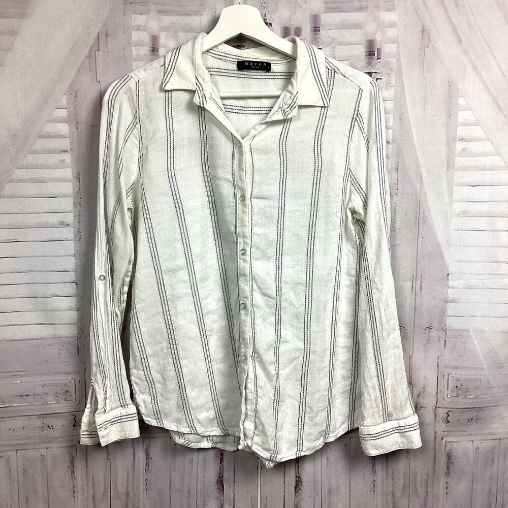 Maven West White Striped Blouse S